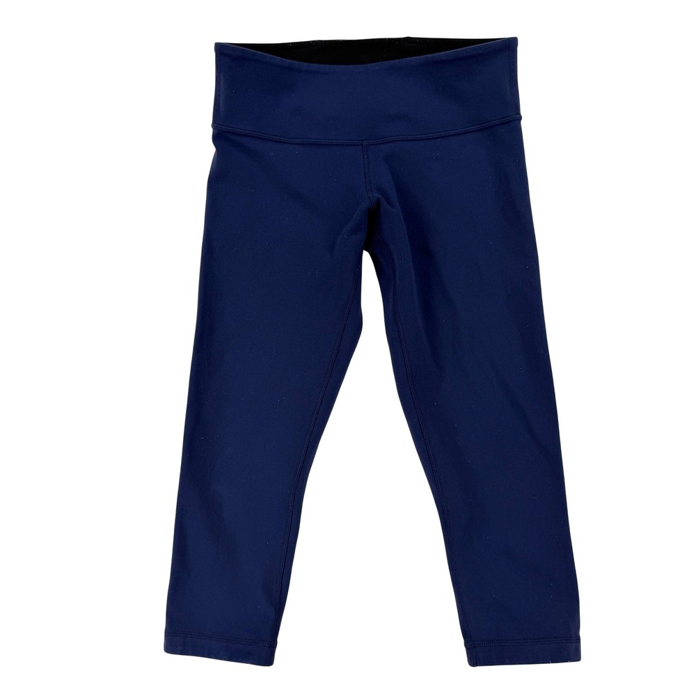 Lululemon Pants‎ Womens 4 Blue Black Capri Leggings Reversible Yoga Athletic